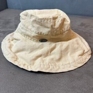 Scala Beige Cotton Canvas Bucket Hat Sun Safari Cinch Fit